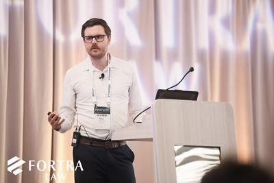 Ross Hartmann presenting at Fortra Law conference 2025
